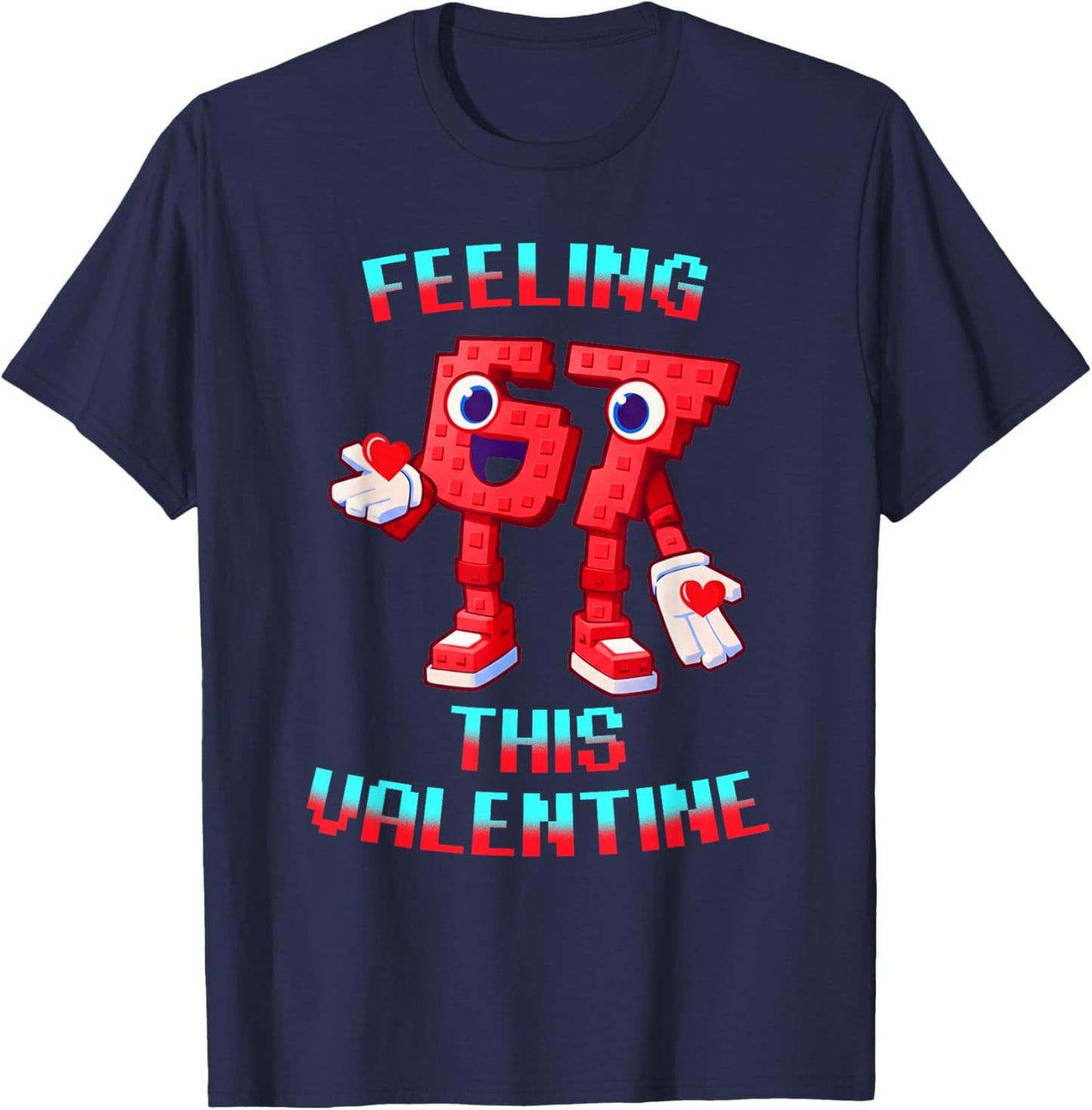 Funny 67 Italian Brainrot Heart Valentines Day Kids Teens T-Shirt - T-Shirt | Navy