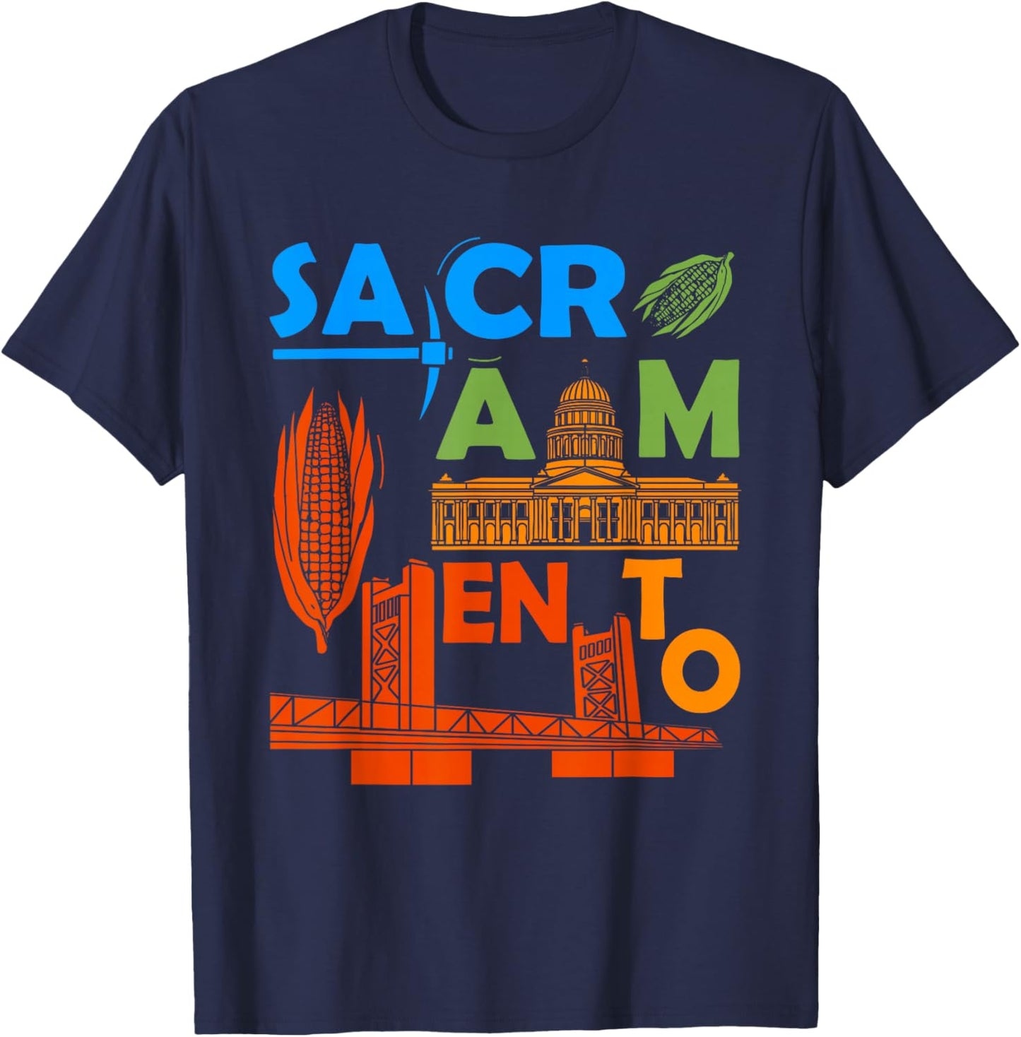 Sacramento California Souvenir Men Sequoia Tree Sacramento T-Shirt - T-Shirt | Navy