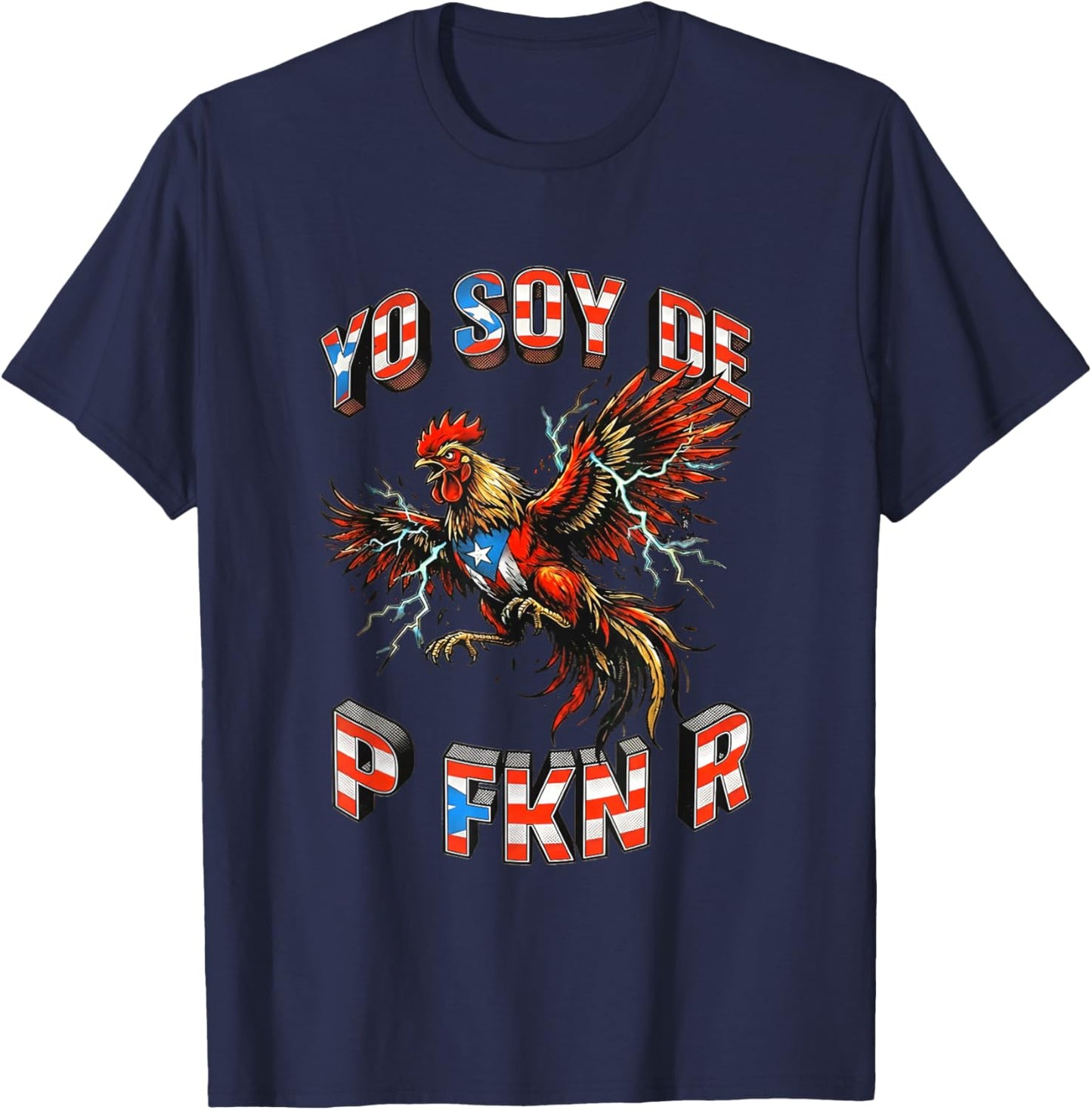 Yo Soy De Puerto Rico Rooster P FKN R Day Parade T-Shirt - T-Shirt | Navy