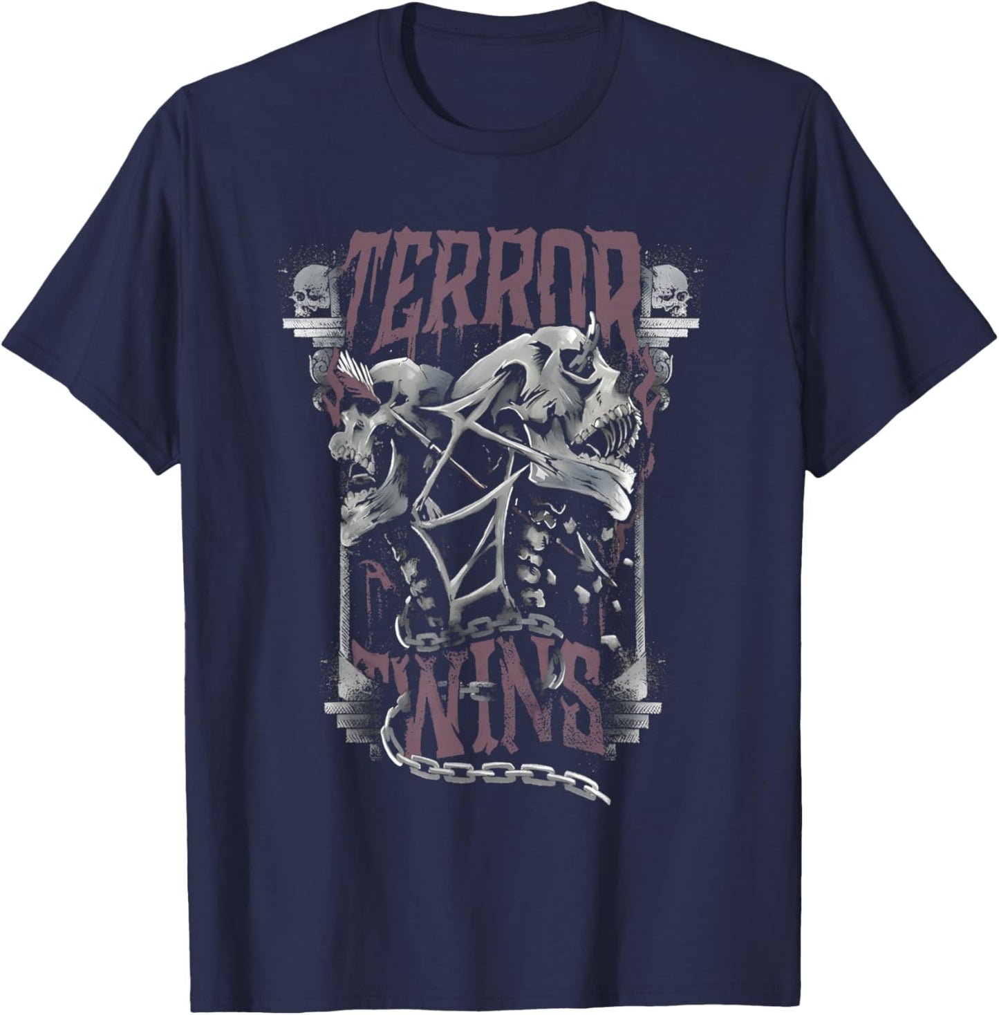 Terror Twins Skull Style Front Print T-Shirt - T-Shirt | Navy