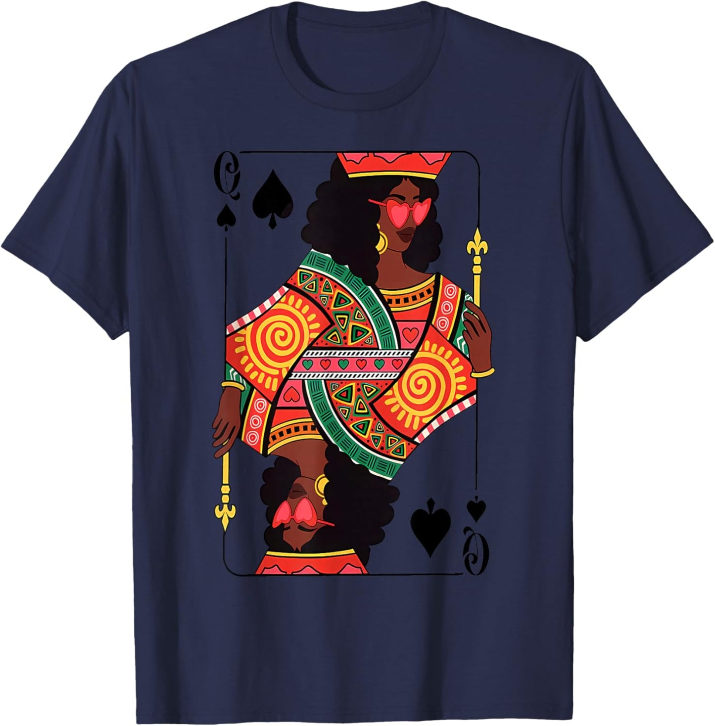 Black Queen of Hearts Card Deck Game Proud Black History T-Shirt - T-Shirt | Navy