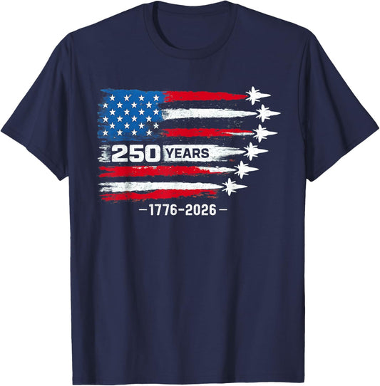 250 Years American 1776 2026 250th USA Birthday 4th of July T-Shirt - T-Shirt | Navy