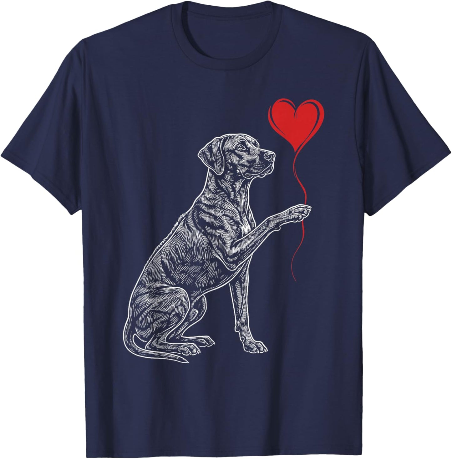 Rhodesian Ridgeback Lover Dog Art Holding Heart Valentines T-Shirt - T-Shirt | Navy