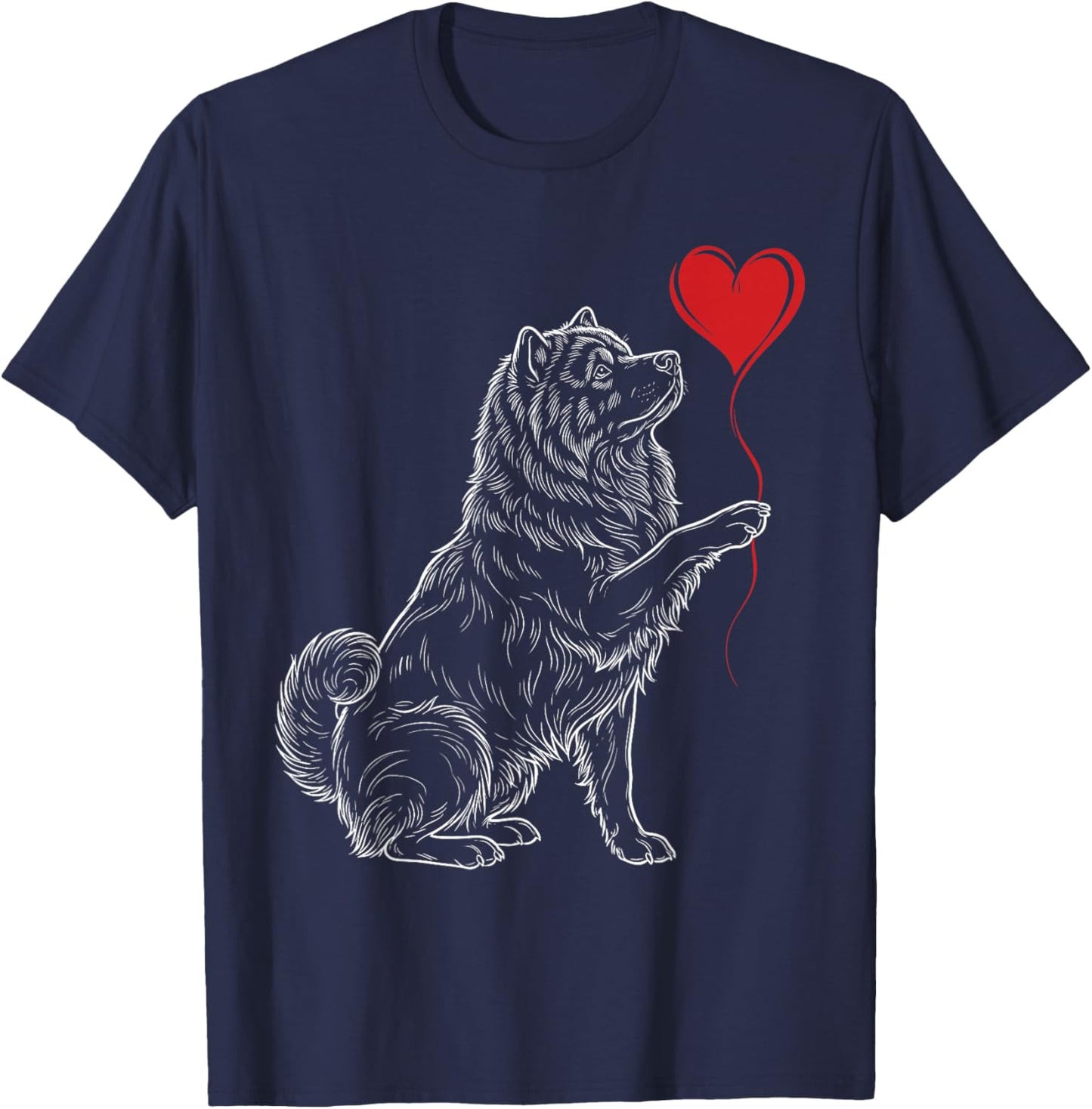 Chow Chow Lover Dog Art Holding Heart Valentines T-Shirt - T-Shirt | Navy