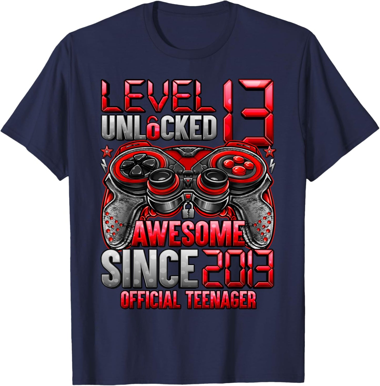 Official Teenager Level 13 Unlocked Boys 13th Birthday Boy T-Shirt - T-Shirt | Navy