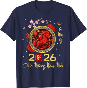 TET 2026 Year of The Horse Vietnamese Lunar New Year 2026 T-Shirt - T-Shirt | Navy