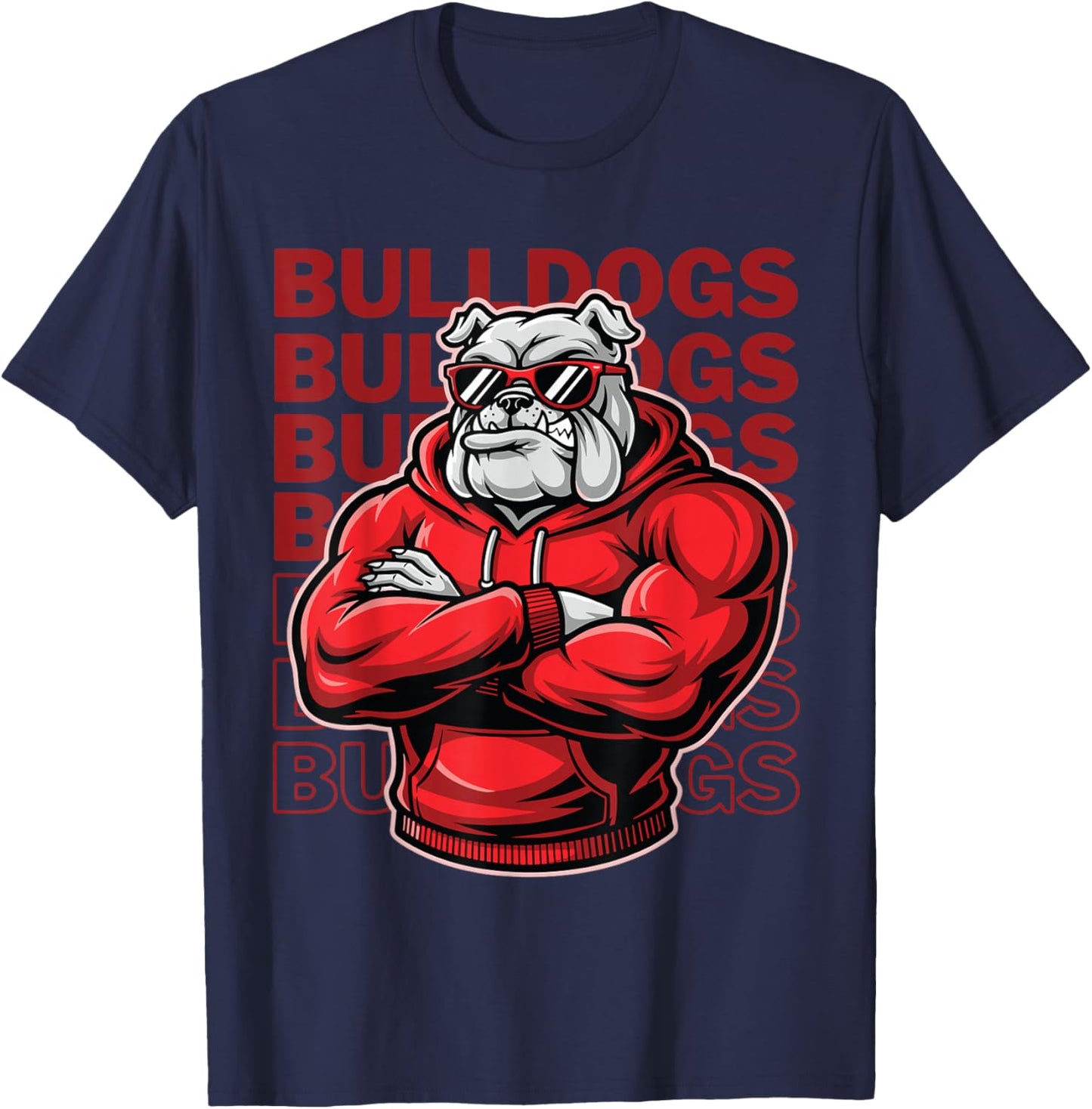 Bulldogs Retro Bulldogs Gift Women Boys Girls T-Shirt - T-Shirt | Navy