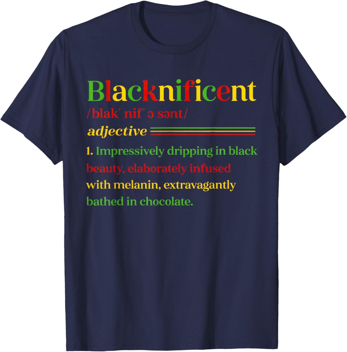 Blacknificent Definition Melanin Pride Empowerment T-Shirt - T-Shirt | Navy