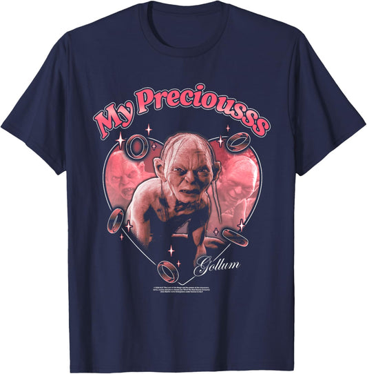 LOTR Gollum My Precious Hearts Valentine's Day Fantasy Movie T-Shirt - T-Shirt | Navy