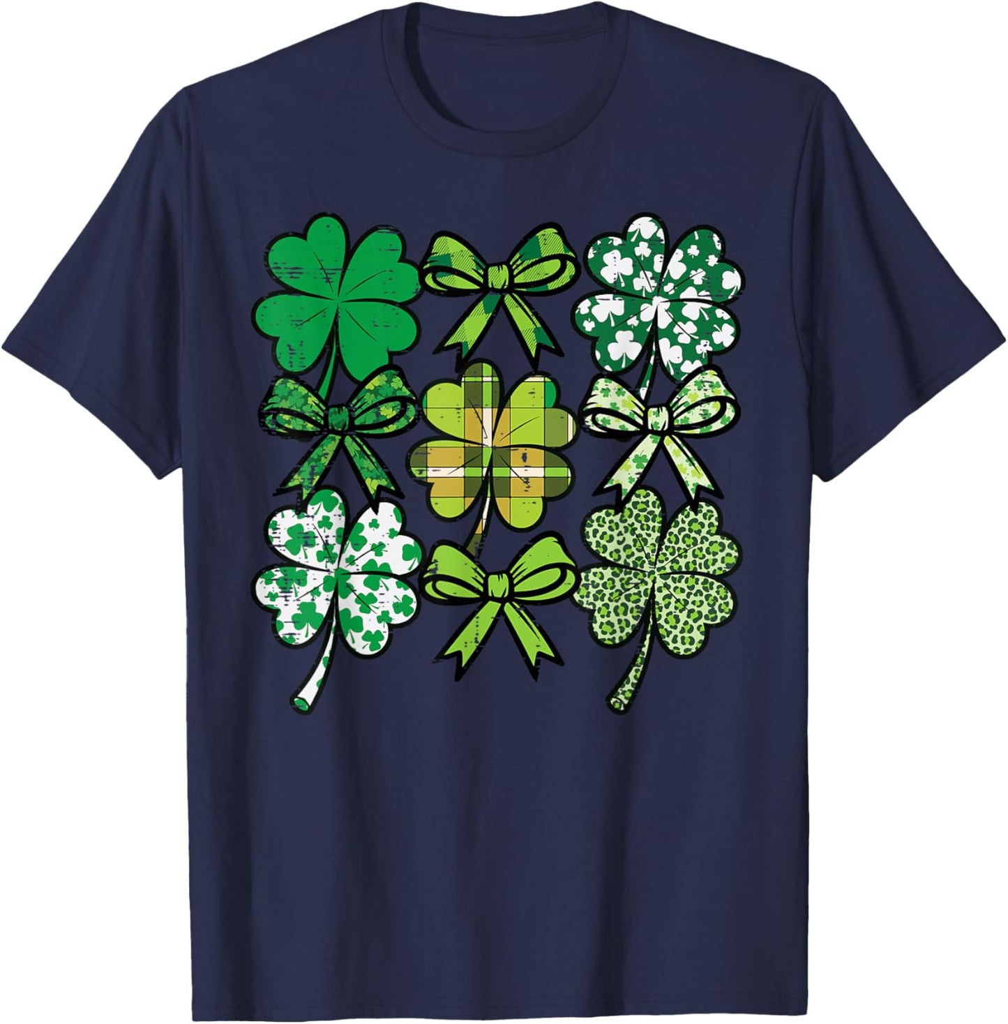 St Patricks Day Coquette Shamrock Saint Pattys Women Girls T-Shirt - T-Shirt | Navy
