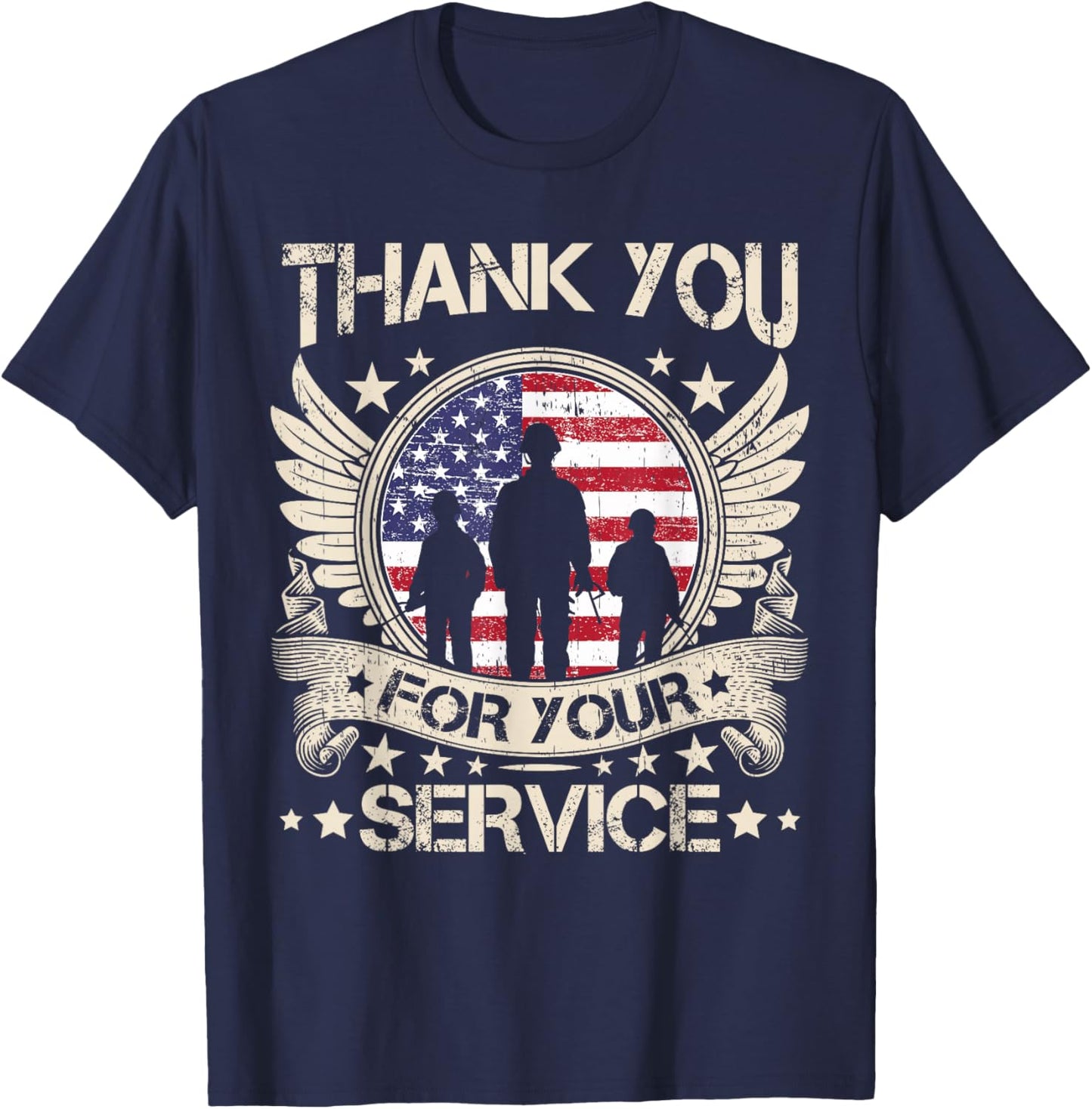Thank You for Your Service Veterans Proud Veterans Day USA T-Shirt - T-Shirt | Navy
