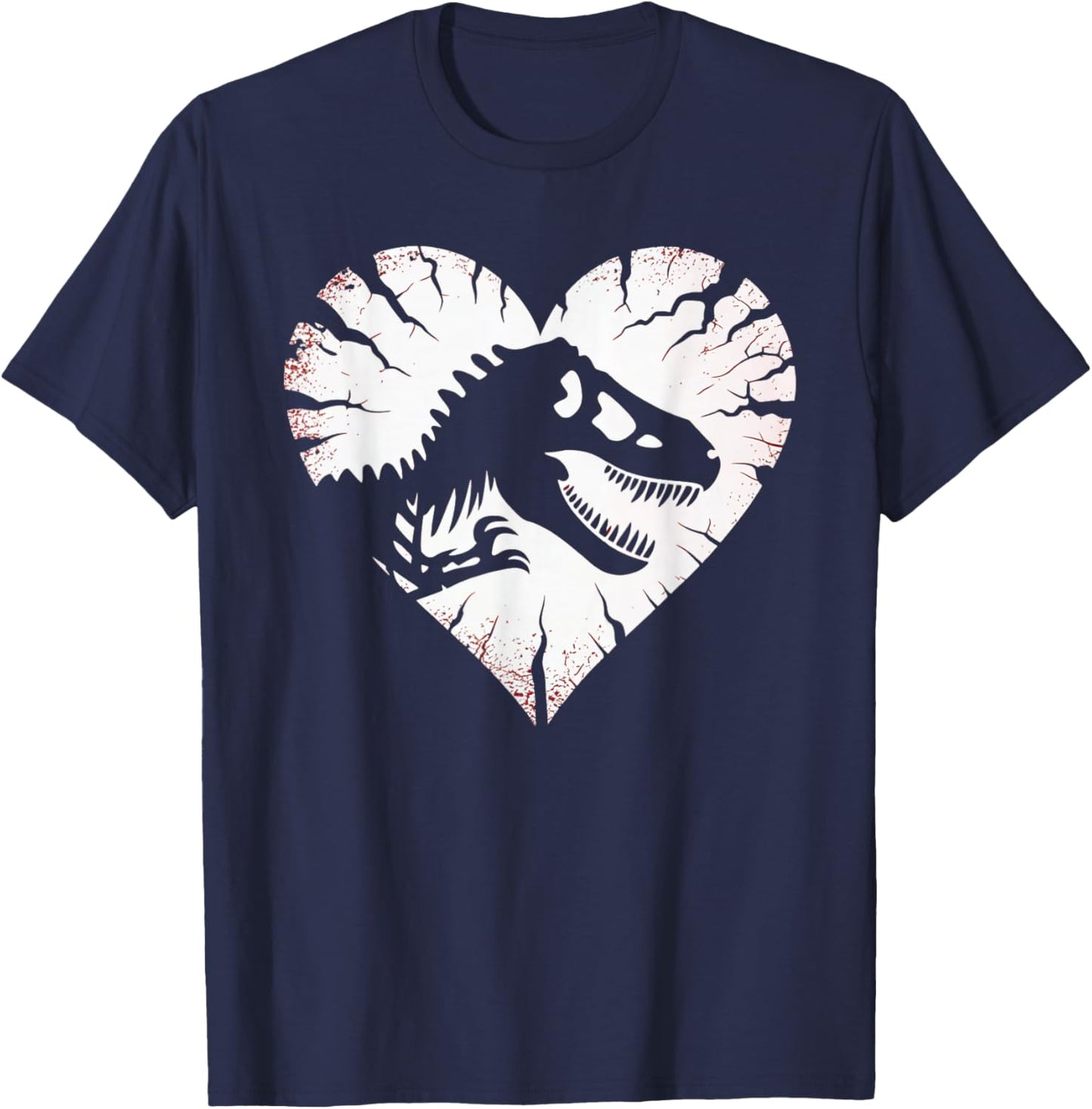 T-Rex Dinosaur Fossil Skeleton Heart Valentines Day Bones T-Shirt - T-Shirt | Navy