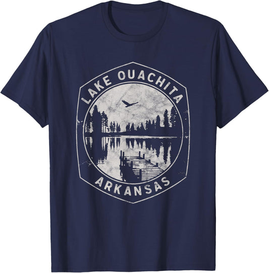 Vintage Lake Ouachita Arkansas Outdoors Vacation T-Shirt - T-Shirt | Navy