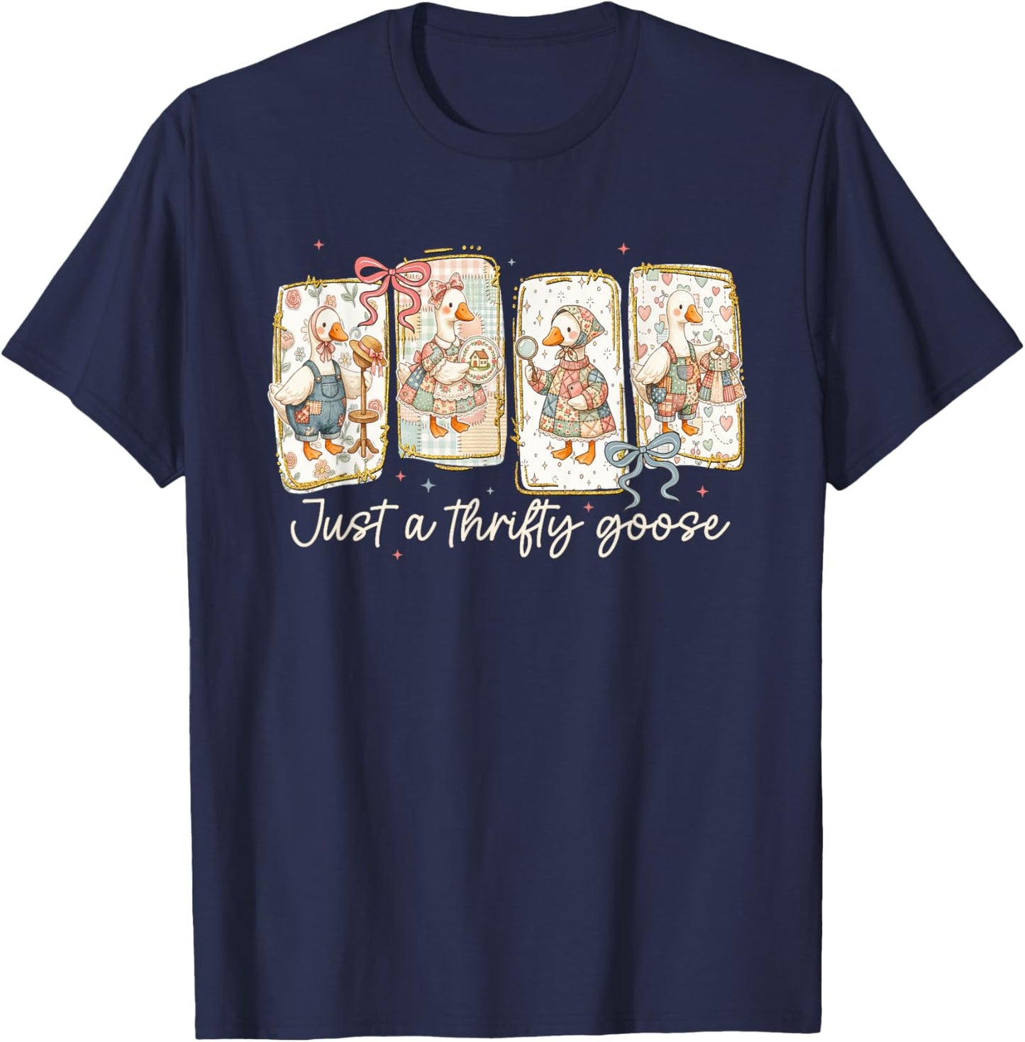 Just A Thrifty Goose Thrift Shop Thrifting Silly-Goose Women T-Shirt - T-Shirt | Navy