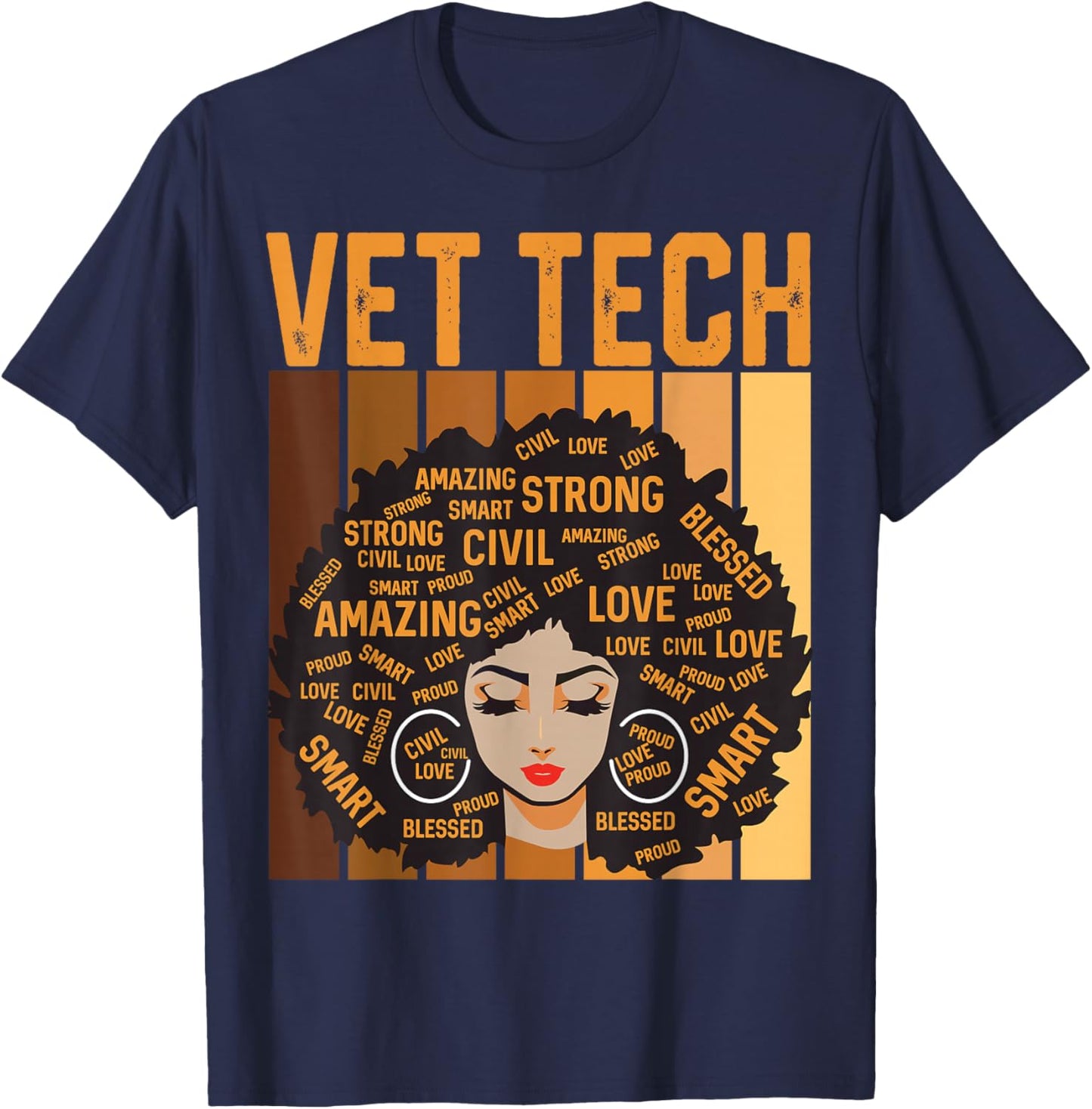 Vet Tech Powerful Black History Month Black Pride Design T-Shirt - T-Shirt | Navy
