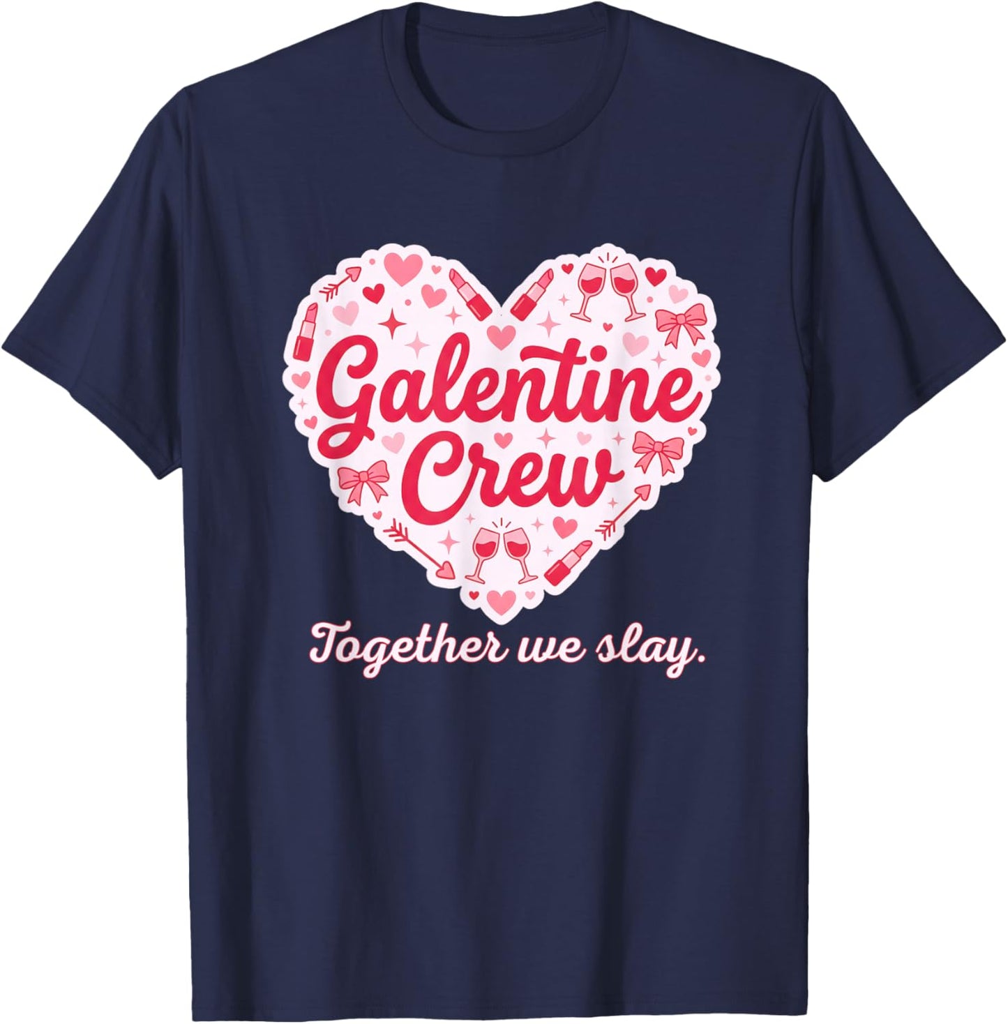 Valentines Day Galentine's Gang Heart Valentine Women Girls T-Shirt - T-Shirt | Navy