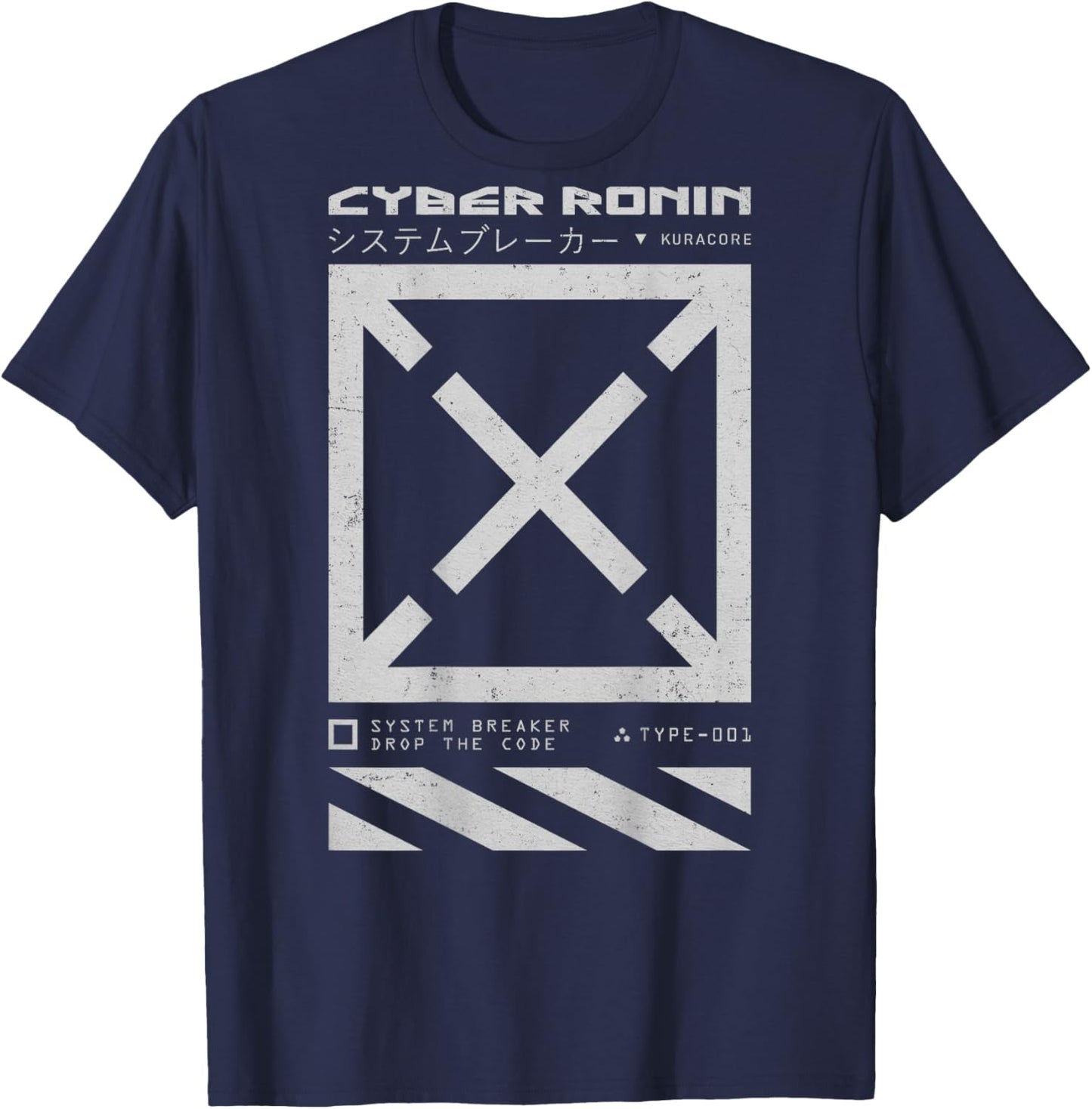 Back Print Japanese Streetwear Y2K Techwear Anime Cyberpunk T-Shirt - T-Shirt | Navy