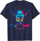 Hockey Ice Cream Drip Number 67 Player 67th Birthday T-Shirt - T-Shirt | Navy