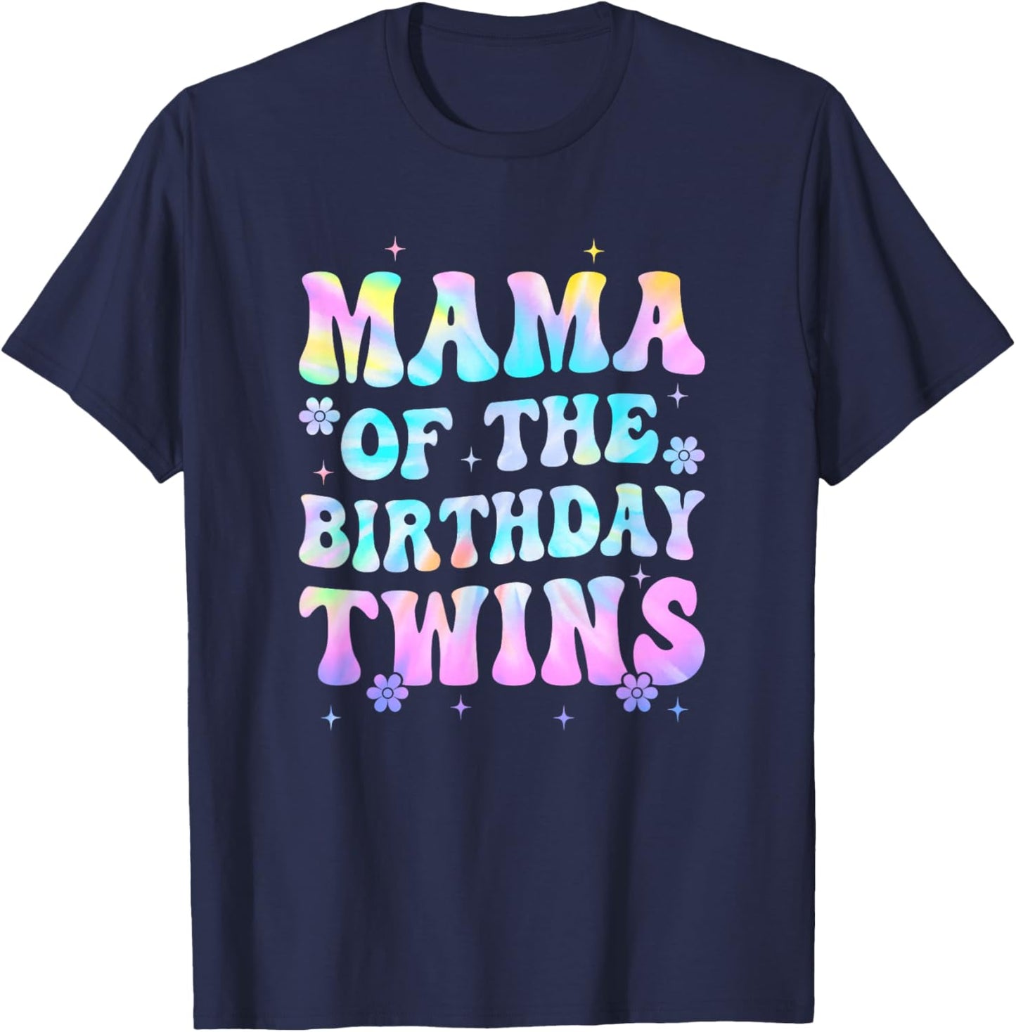 Mama of The Birthday Twins Girls Kids Party Retro Bday T-Shirt - T-Shirt | Navy