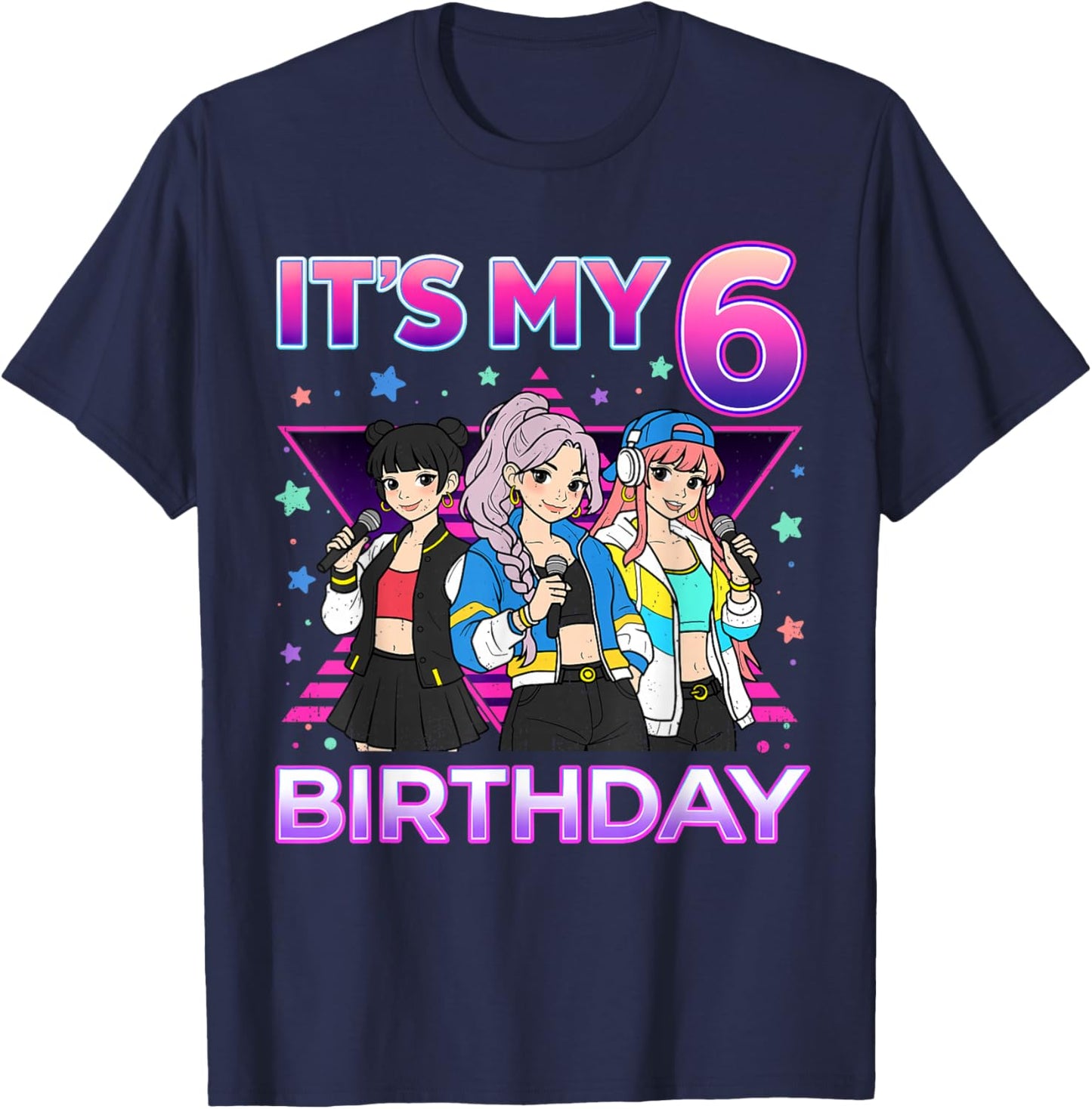 6 Years Old Birthday K pop Kids 6th Birthday Girls K-Pop T-Shirt - T-Shirt | Navy