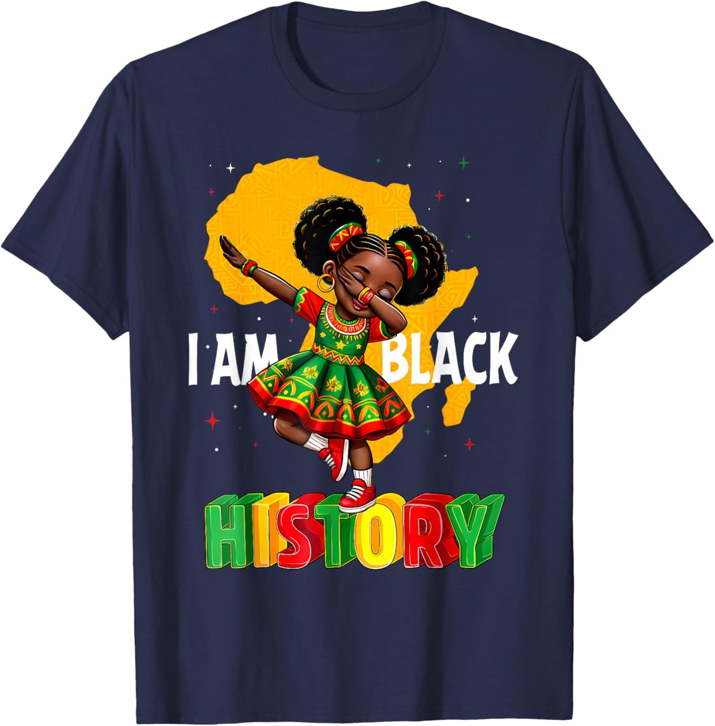 I Am Black History Month African American Girl Kid T-Shirt - T-Shirt | Navy