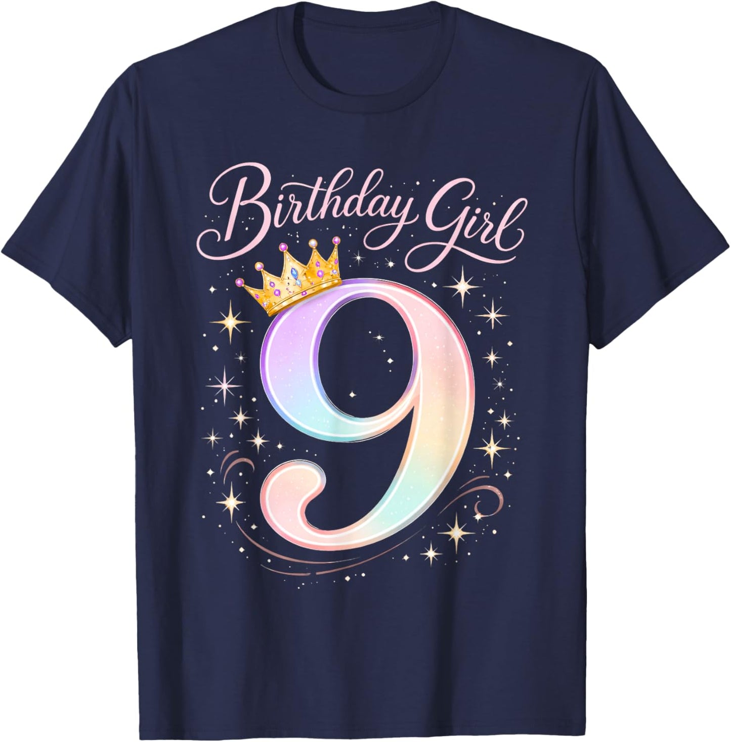 9th Birthday for Girls Nine 9 Year Old T-Shirt - T-Shirt | Navy