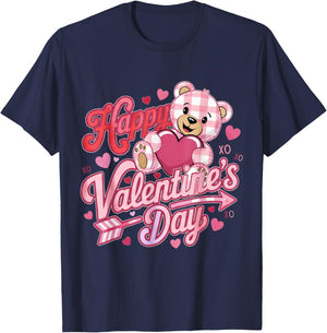 Happy Valentines Day Women Cute Bear Valentine Heart T-Shirt - T-Shirt | Navy