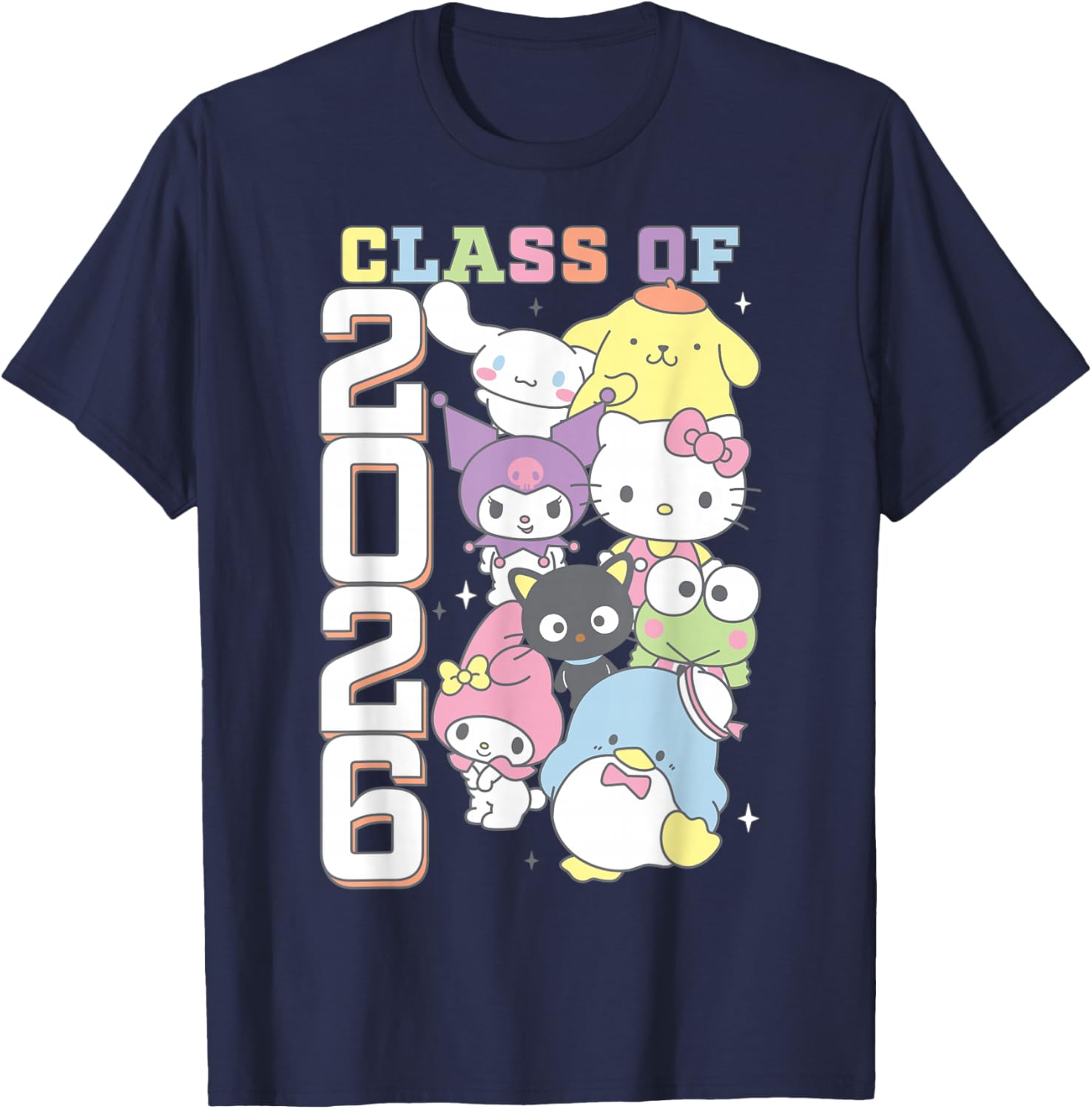 Hello Kitty and Friends Class of 2026 Colorful Graduation T-Shirt - T-Shirt | Navy