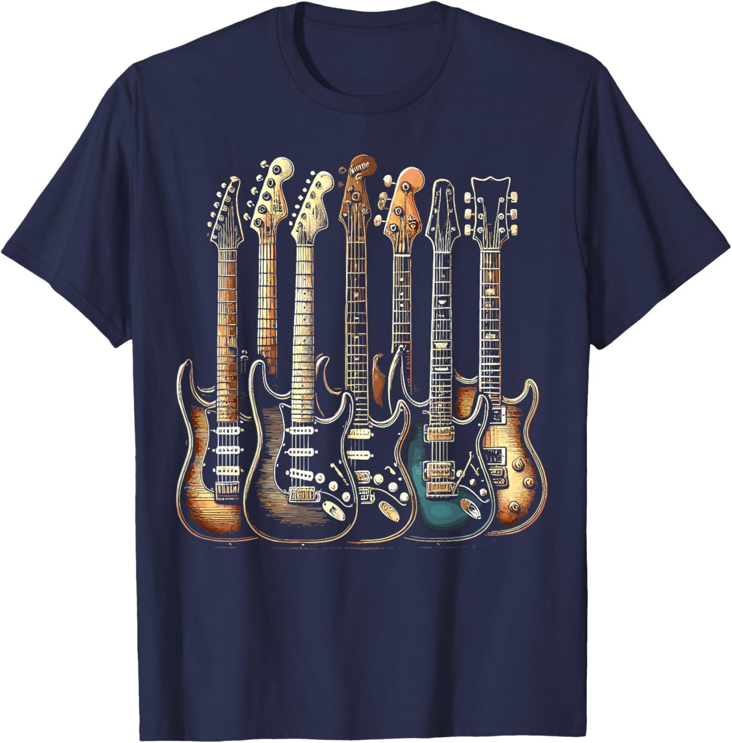 Guitars Music Guitarists Guitar T-Shirt - T-Shirt | Navy