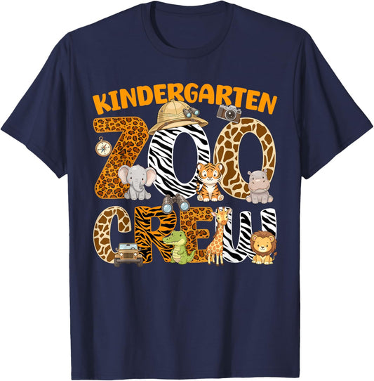 Kindergarten Zoo Crew Safari Animal Funny Jungle for Kids T-Shirt - T-Shirt | Navy