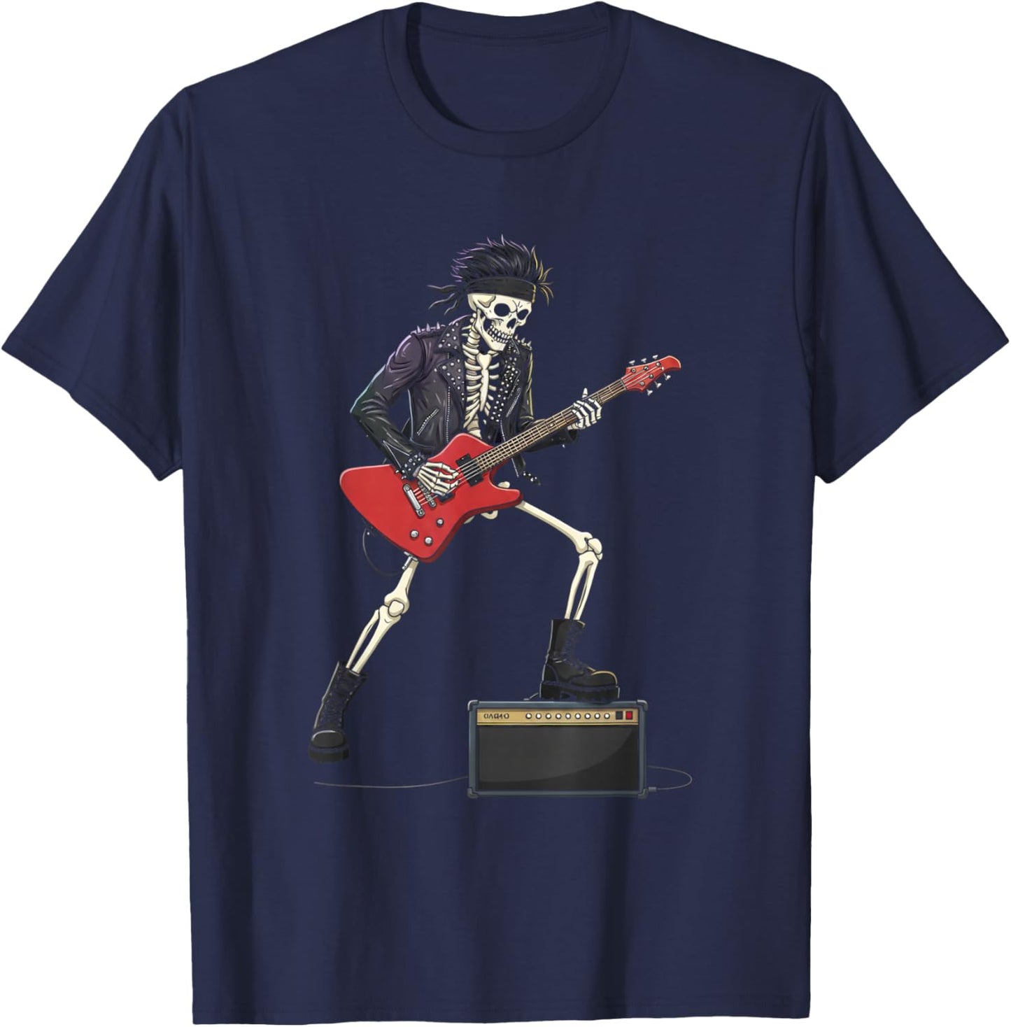 Rockstar Skeleton Halloween Funny Men Boys Kids Rock-Star T-Shirt - T-Shirt | Navy