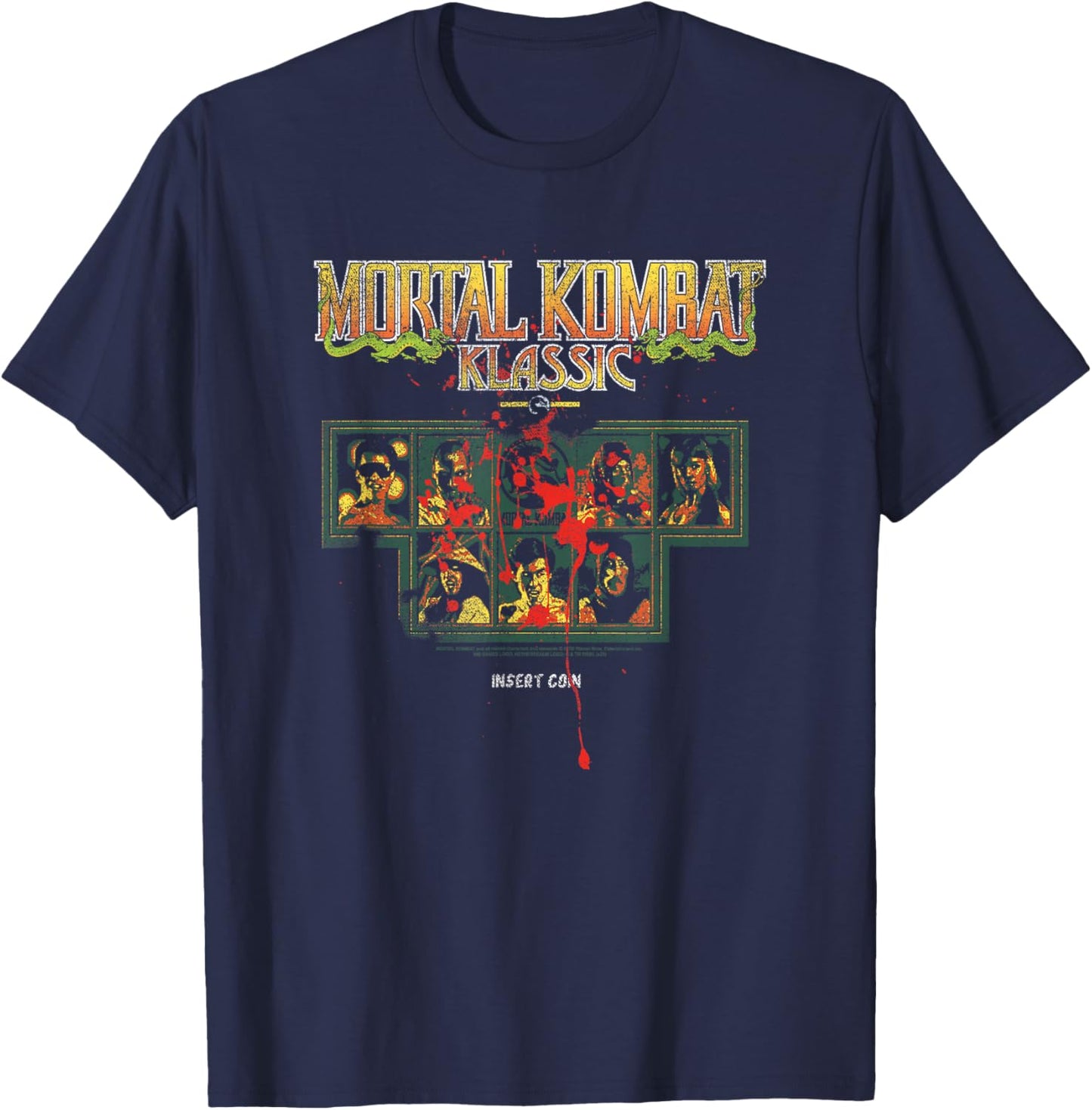 Mortal Kombat Blood Splatter Character Select Video Game T-Shirt - T-Shirt | Navy