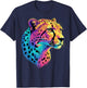 Colorful Cheetah Face Funny Cheetahs T-Shirt - T-Shirt | Navy