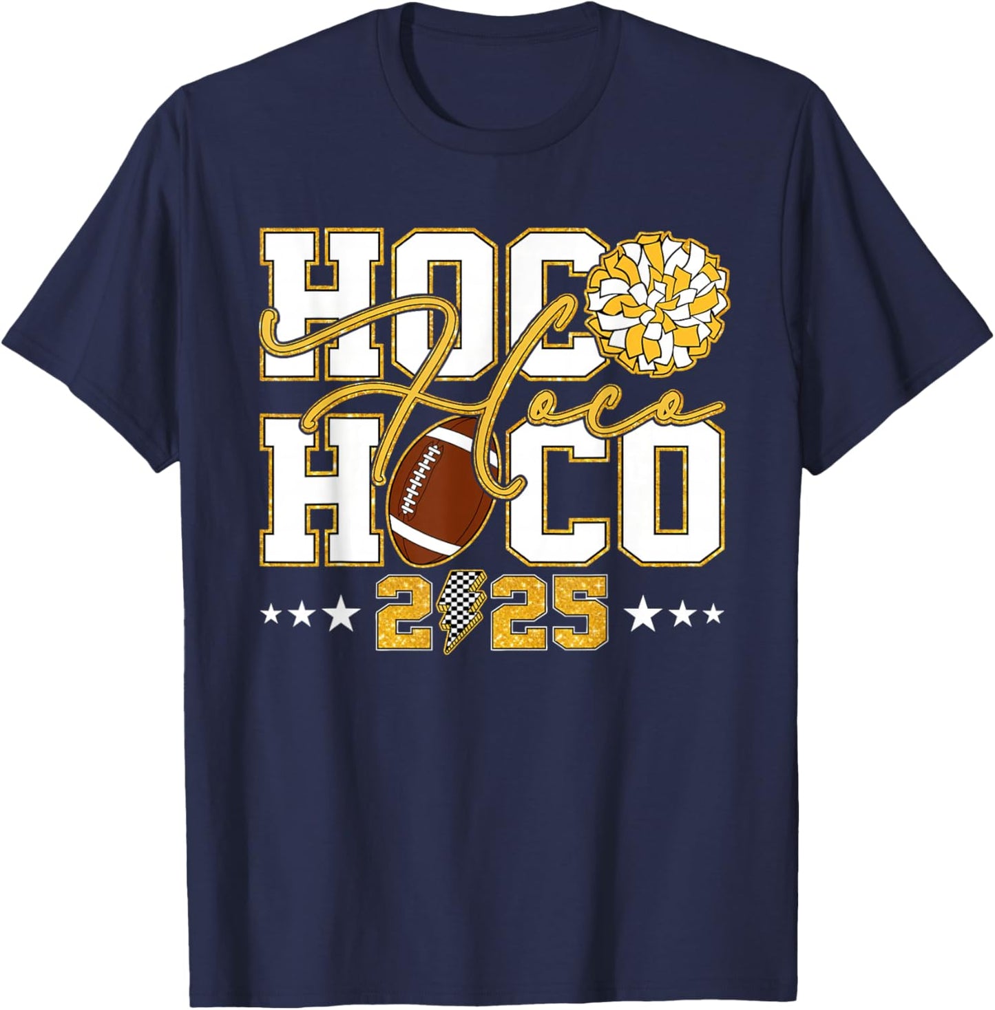 HOCO 2025 High School Homecoming Game Day Lightning Bolt T-Shirt - T-Shirt | Navy