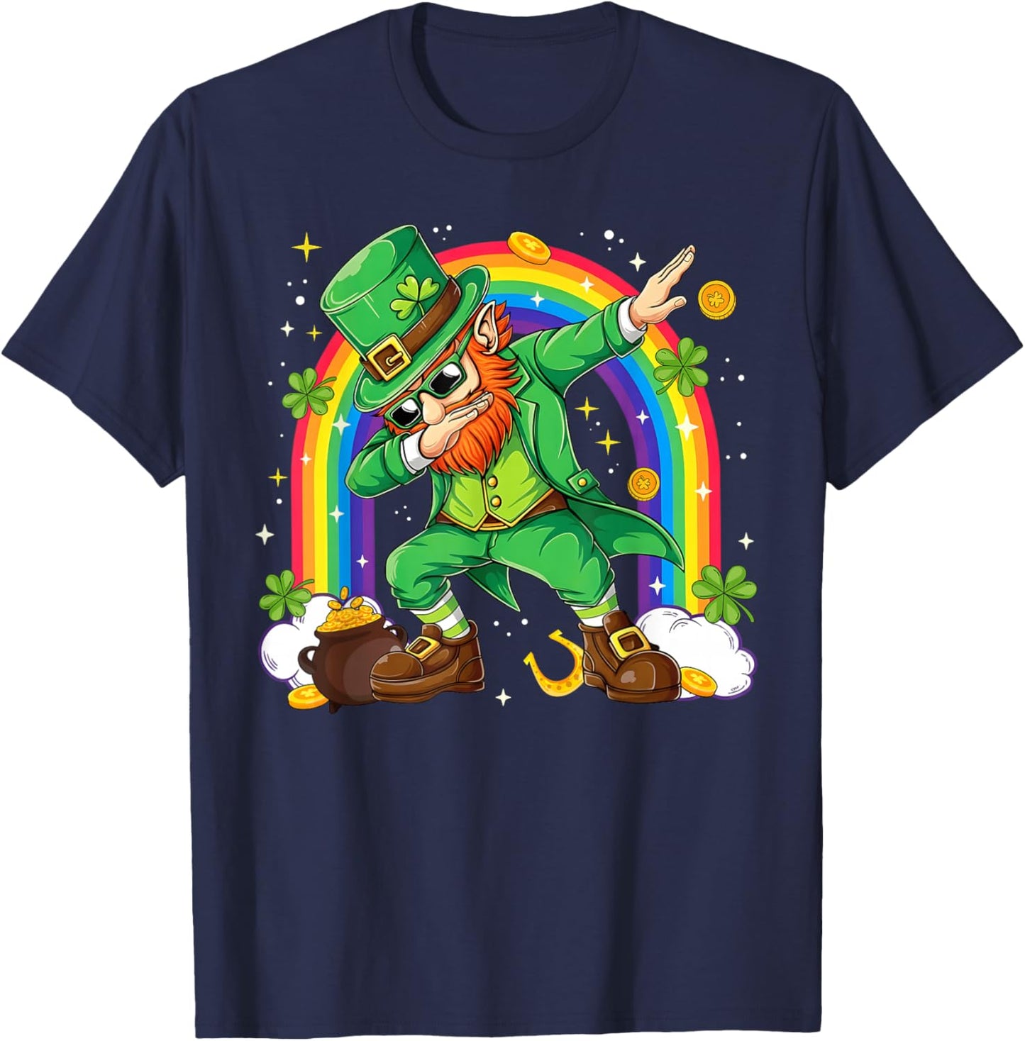 St Patrick's Day Dabbing Leprechaun Dab Dance Men Boy Girl D T-Shirt - T-Shirt | Navy