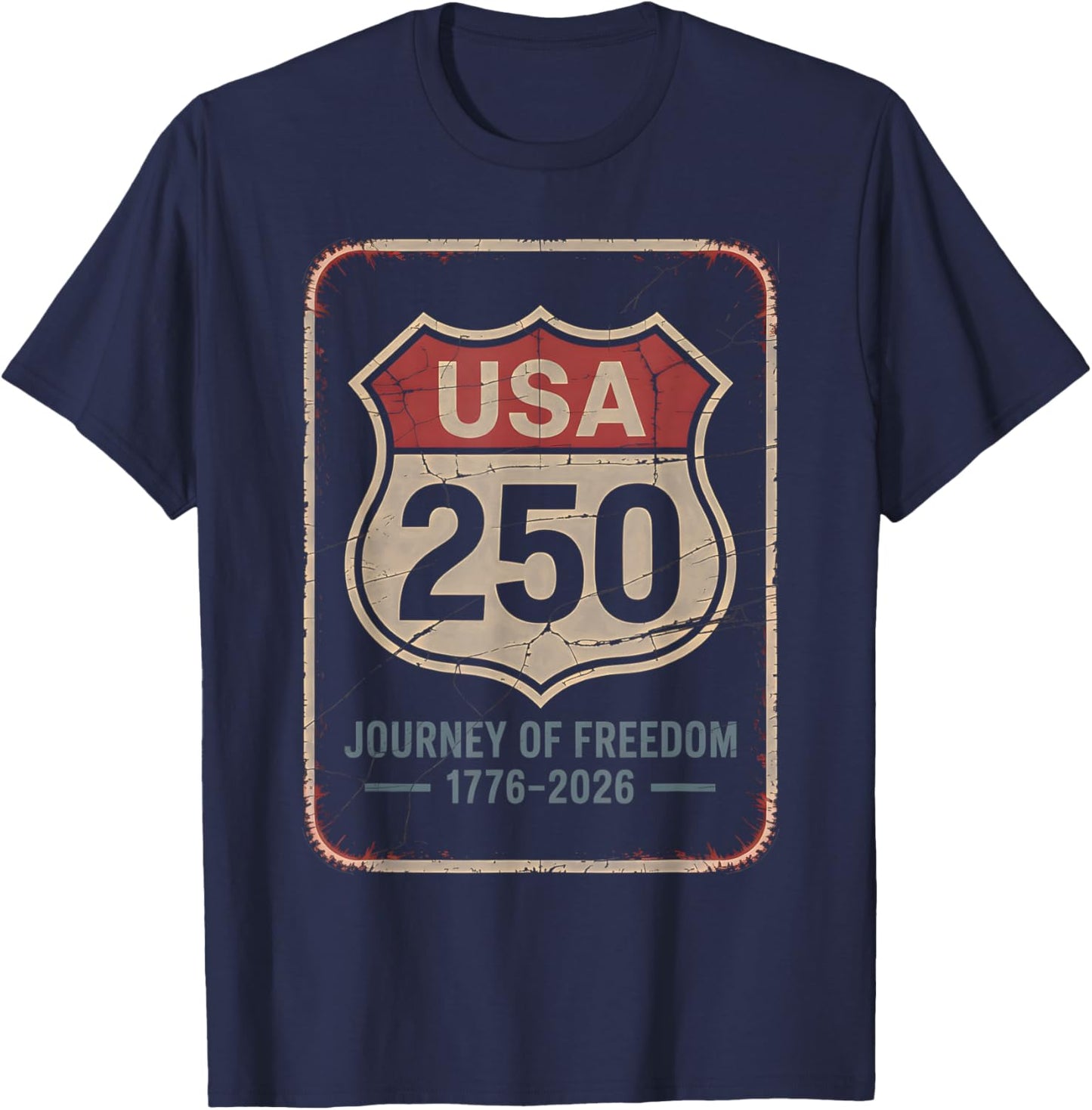 250 Years of Freedom | American 1776–2026 Patriotic T-Shirt - T-Shirt | Navy