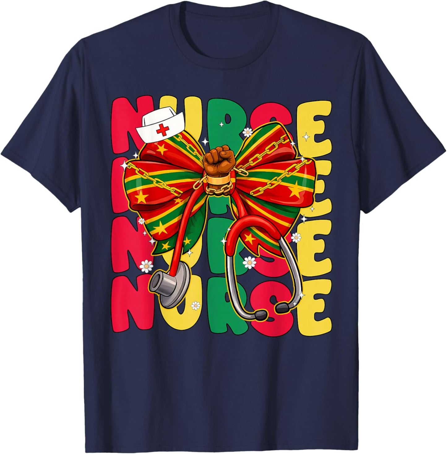Black History Nurse Coquette Melanin PICU MBU ER NICU L&D T-Shirt - T-Shirt | Navy