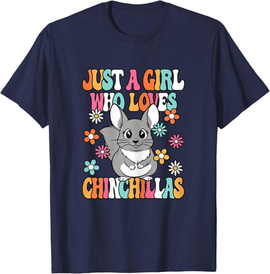 Just A Girl Who Loves Chinchillas Cute Chinchilla Girls Kids T-Shirt - T-Shirt | Navy