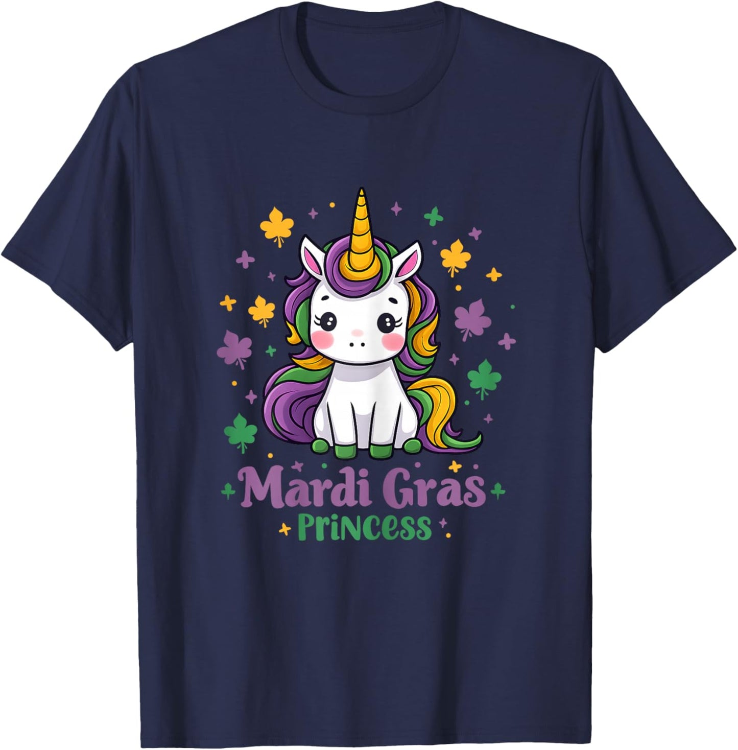 Mardi Gras Princess Unicorn Fat Tuesday Girls Kids Toddler T-Shirt - T-Shirt | Navy