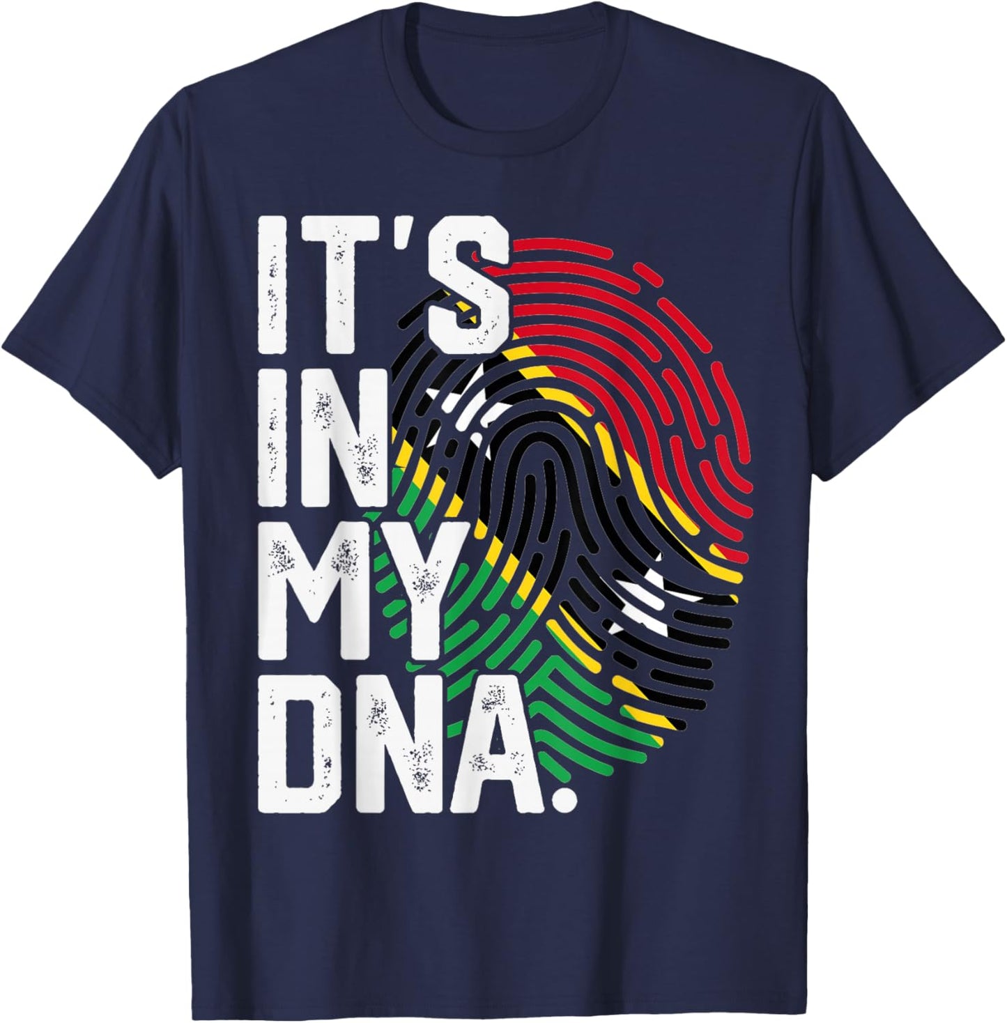 Saint Kitts and Nevis Roots Flag Fingerprint Patriotic T-Shirt - T-Shirt | Navy