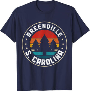Greenville South Carolina Vintage Retro Pride Emerald T-Shirt - T-Shirt | Navy