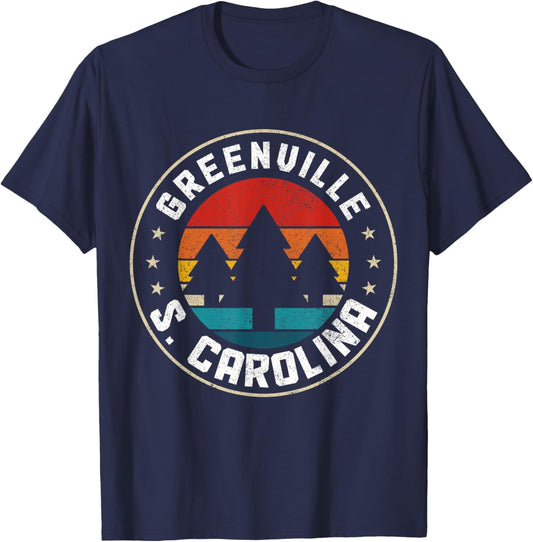 Greenville South Carolina Vintage Retro Pride Emerald T-Shirt - T-Shirt | Navy