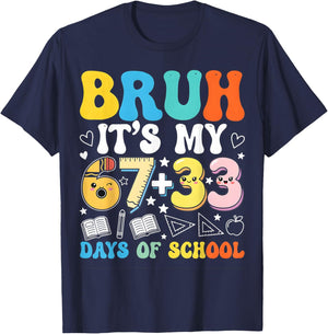 I Survived 67 33 Days of School Funny Teacher Student T-Shirt - T-Shirt | Navy