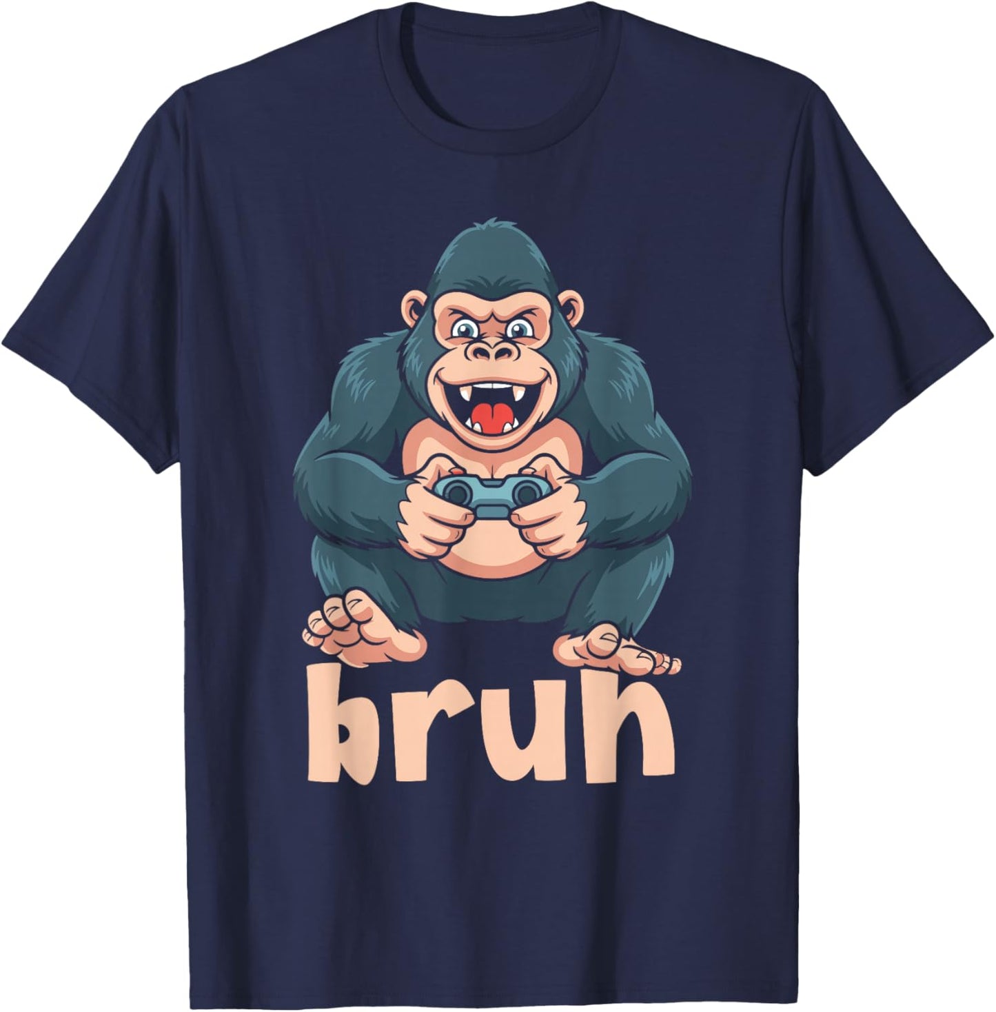 Bruh Video Games Boys Funny Gorilla T-Shirt - T-Shirt | Navy