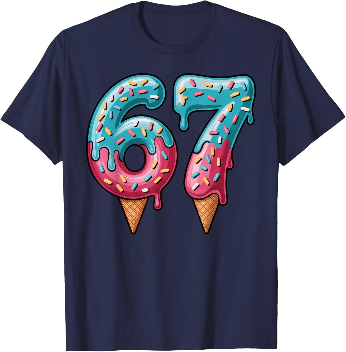 67 Ice Cream Drip Meme T-Shirt - T-Shirt | Navy
