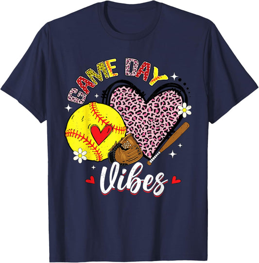 Softball Game Day Vibes Mom Mama Mother's Day Women Girls T-Shirt - T-Shirt | Navy