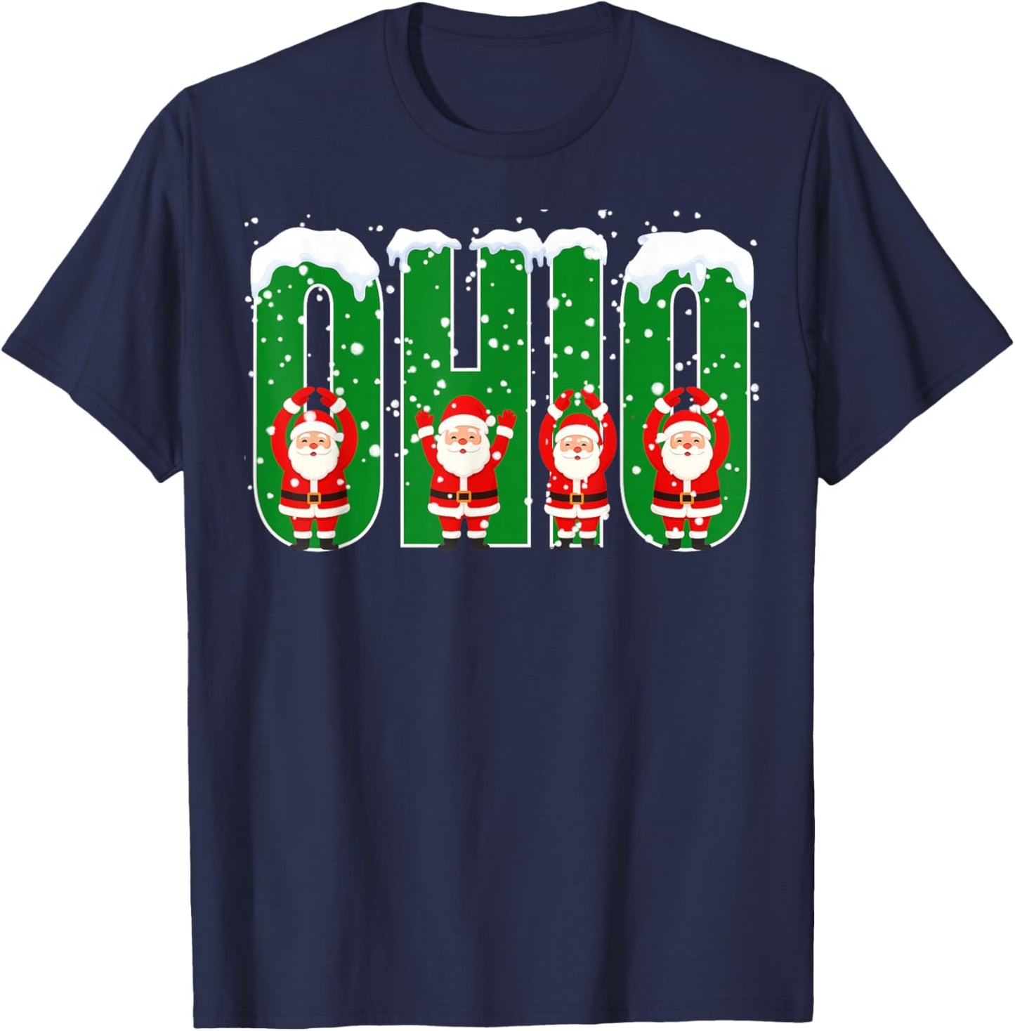 O-H-I-O State Ohio Vintage Funny Santa Matching Family T-Shirt - T-Shirt | Navy