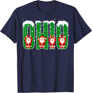 O-H-I-O State Ohio Vintage Funny Santa Matching Family T-Shirt - T-Shirt | Navy