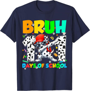 Bruh 101 Days Dabbing Dog 100th Day of School Teacher Kid T-Shirt - T-Shirt | Navy