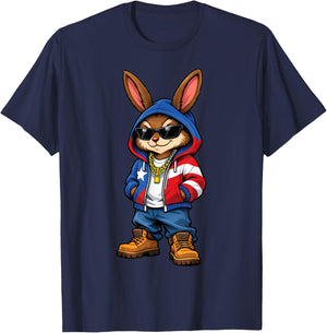 Bunny Puerto Rican Flag Apparel Streetwear Boricua T-Shirt - T-Shirt | Navy